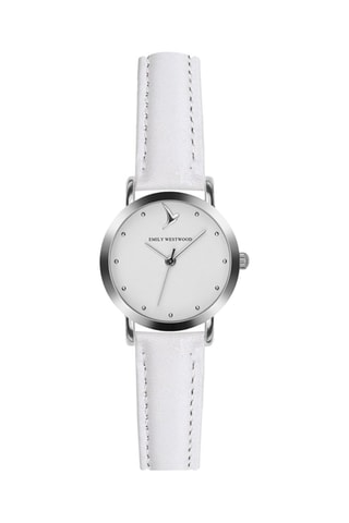 Montre à quartz en cuir - Blanc et argenté - Emily Westwood