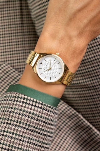 Montre à quartz en acier inoxydable - Doré et blanc - Emily Westwood