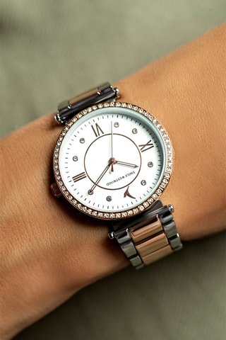 Montre à quartz en métal - Doré rose et argenté - Emily Westwood