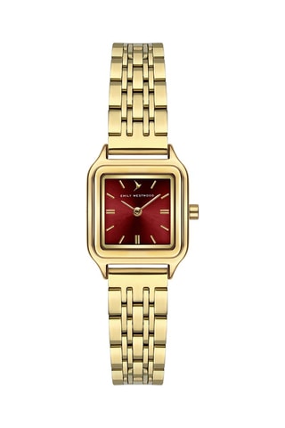 Montre à quartz en acier inoxydable - Doré et bordeaux - Emily Westwood