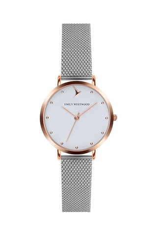 Montre à quartz en acier  -  Argenté et doré rose