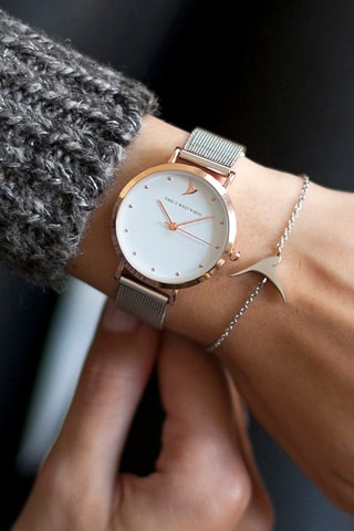 Montre à quartz en acier  -  Argenté et doré rose
