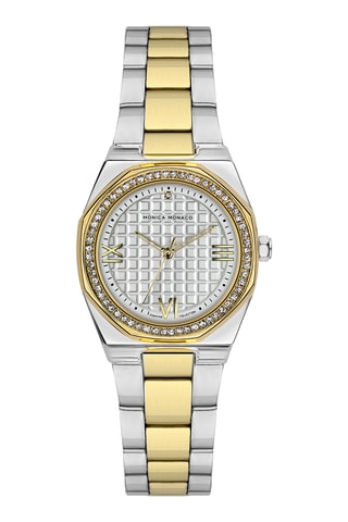 Montre à quartz en acier et diamants