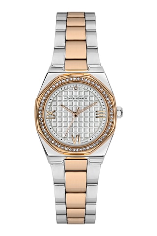Montre à quartz en acier et diamants