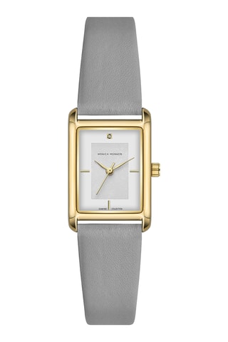 Montre à quartz en cuir et diamant