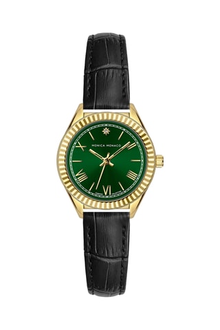Montre à quartz en cuir et diamant