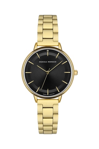 Montre à quartz en acier et diamant