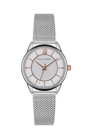 Montre à quartz en acier et diamants