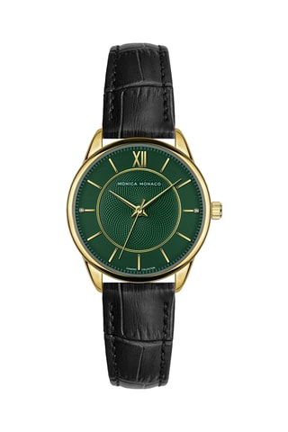 Montre à quartz en cuir et diamants