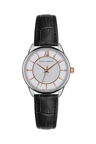 Montre à quartz en cuir et diamants