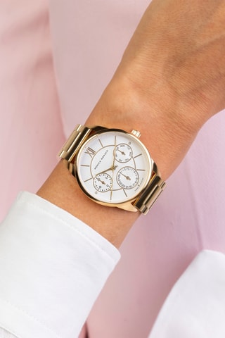 Montre à quartz en acier et diamants