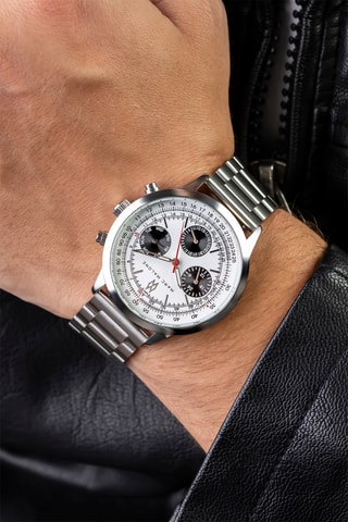 Montre à quartz en acier - Argenté et blanc