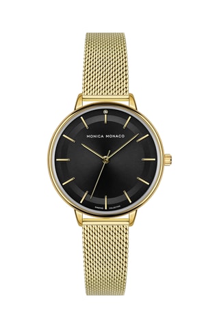 Montre à quartz en acier et diamant