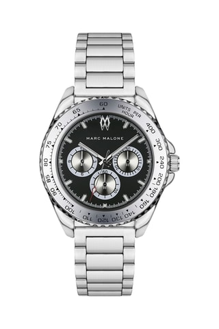 Montre à quartz en acier - Argenté et noir