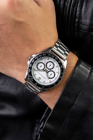 Montre à quartz en acier - Argenté et noir