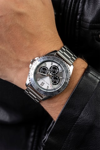 Montre à quartz en acier - Argenté et noir