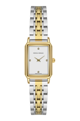 Montre à quartz en acier et diamants