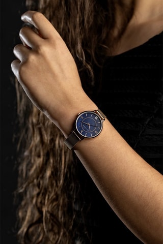 Montre à quartz en acier - Doré rose et bleu marine - Emily Westwood