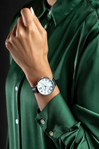 Montre à quartz en cuir et plaqué ion argent Sophia - Marc Malone
