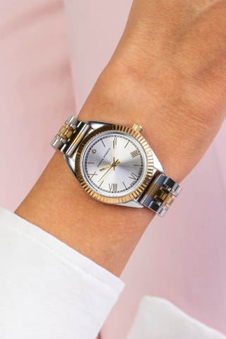 Montre à quartz en acier et diamant