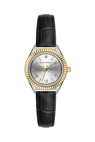 Montre à quartz en cuir et diamant