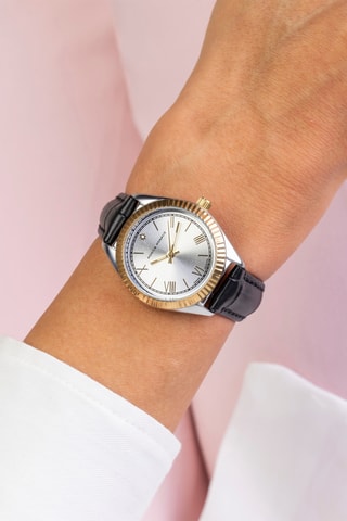 Montre à quartz en cuir et diamant