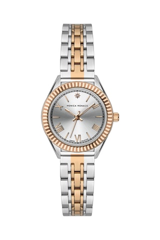Montre à quartz en acier et diamant