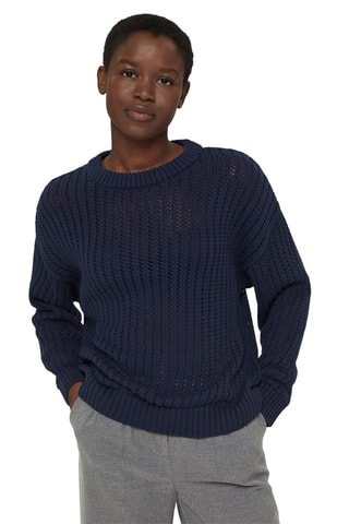 Camisola em algodão biológico - Azul-marinho