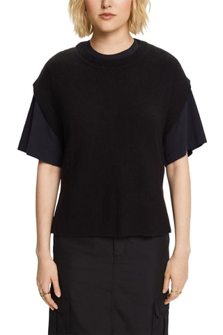 Camisola sem mangas em lã - Preto