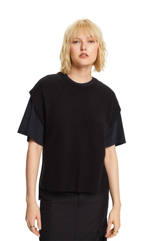 Camisola sem mangas em lã - Preto