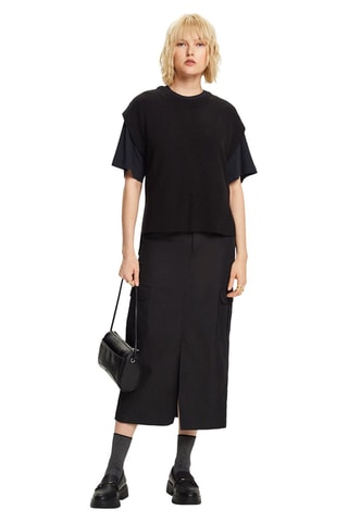 Camisola sem mangas em lã - Preto