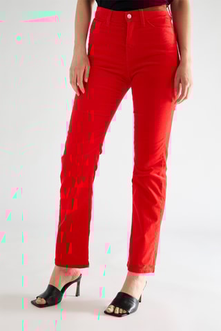 Calças de ganga cintura alta - Vermelho