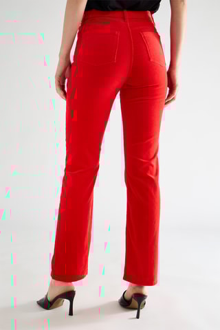 Calças de ganga cintura alta - Vermelho