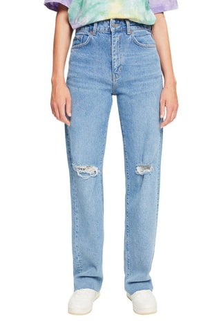 Calças de ganga wide legs cintura subida Azul