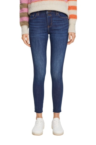 Calças de ganga skinny 7/8 cintura subida Azul-marinho