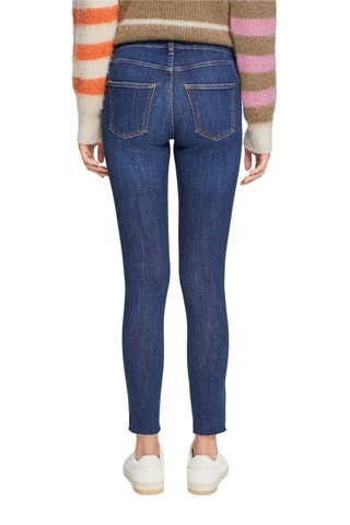 Calças de ganga skinny 7/8 cintura subida Azul-marinho
