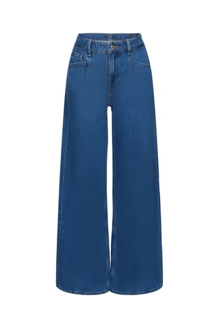 Calças de ganga de cintura subida - Azul