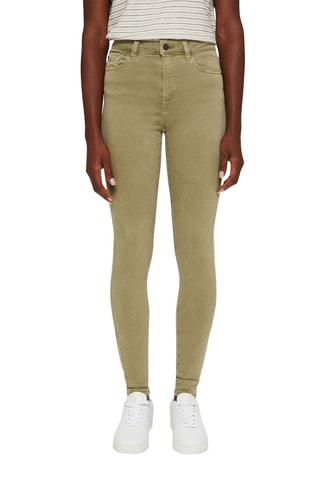 Calças de ganga skinny em algodão biológico Verde-azeitona