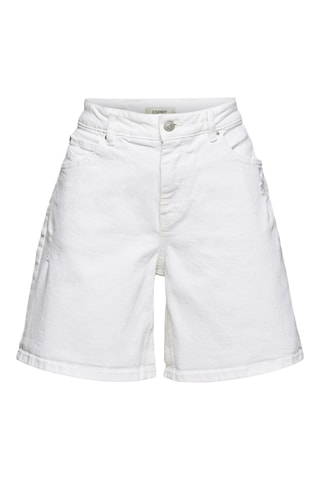 Calções de ganga de cintura subida - Branco