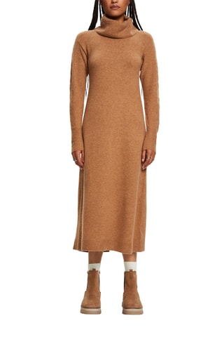 Vestido-camisola em lã - Camel