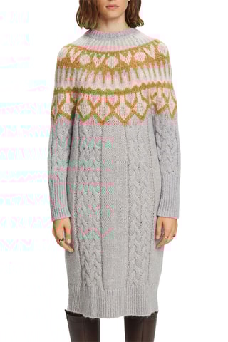 Vestido-camisola em lã - Cinzento-claro