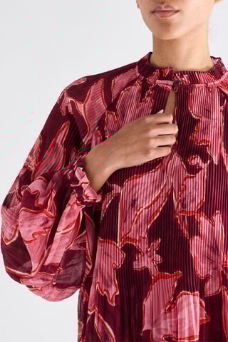 Vestido plissado - Bordô