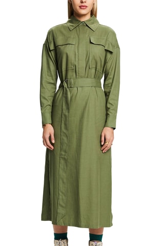 Vestido midi em lã - Caqui