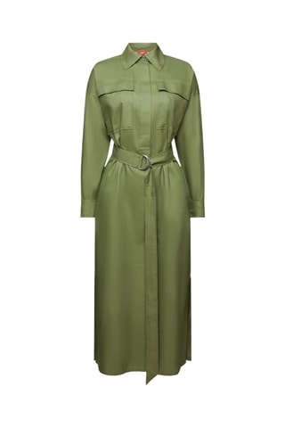 Vestido midi em lã - Caqui