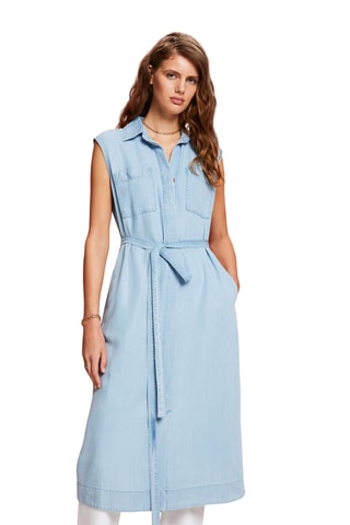 Vestido direito de ganga - Azul