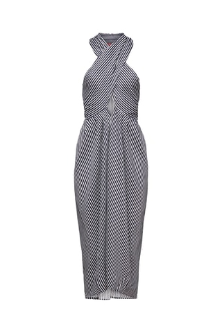 Vestido de praia - Azul-marinho e branco