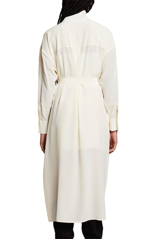 Vestido-camisa em seda - Cru