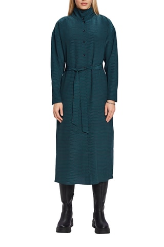 Vestido-camisa em seda - Verde-esmeralda