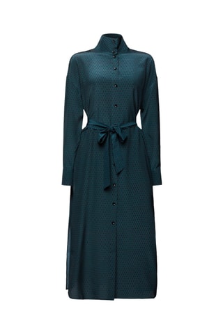 Vestido-camisa em seda - Verde-esmeralda