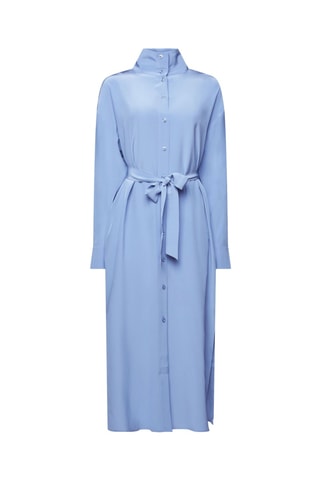 Vestido-camisa em seda - Azul-claro
